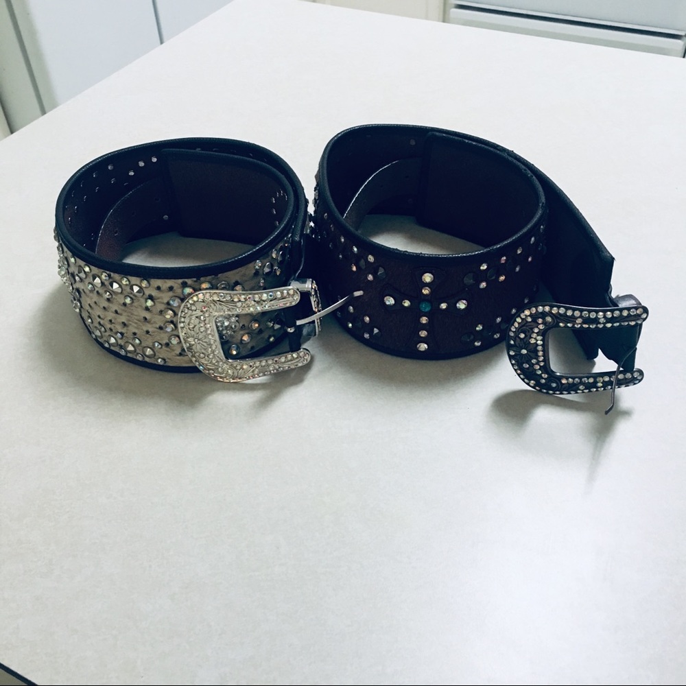 2 rhinestone belts 42” long and 3.5” in width.Sold